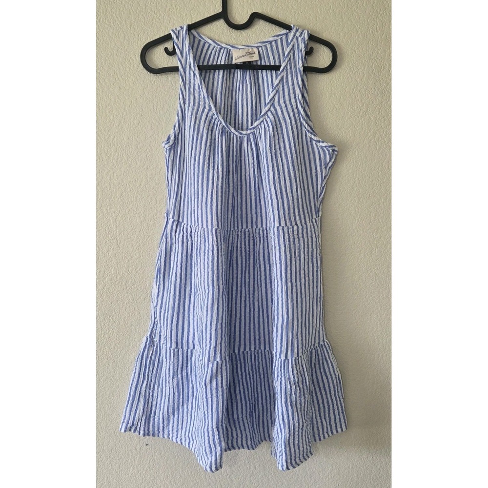 Universal Thread Blue White Striped Tiered Sleeveless Sundress Scoop Neck XS